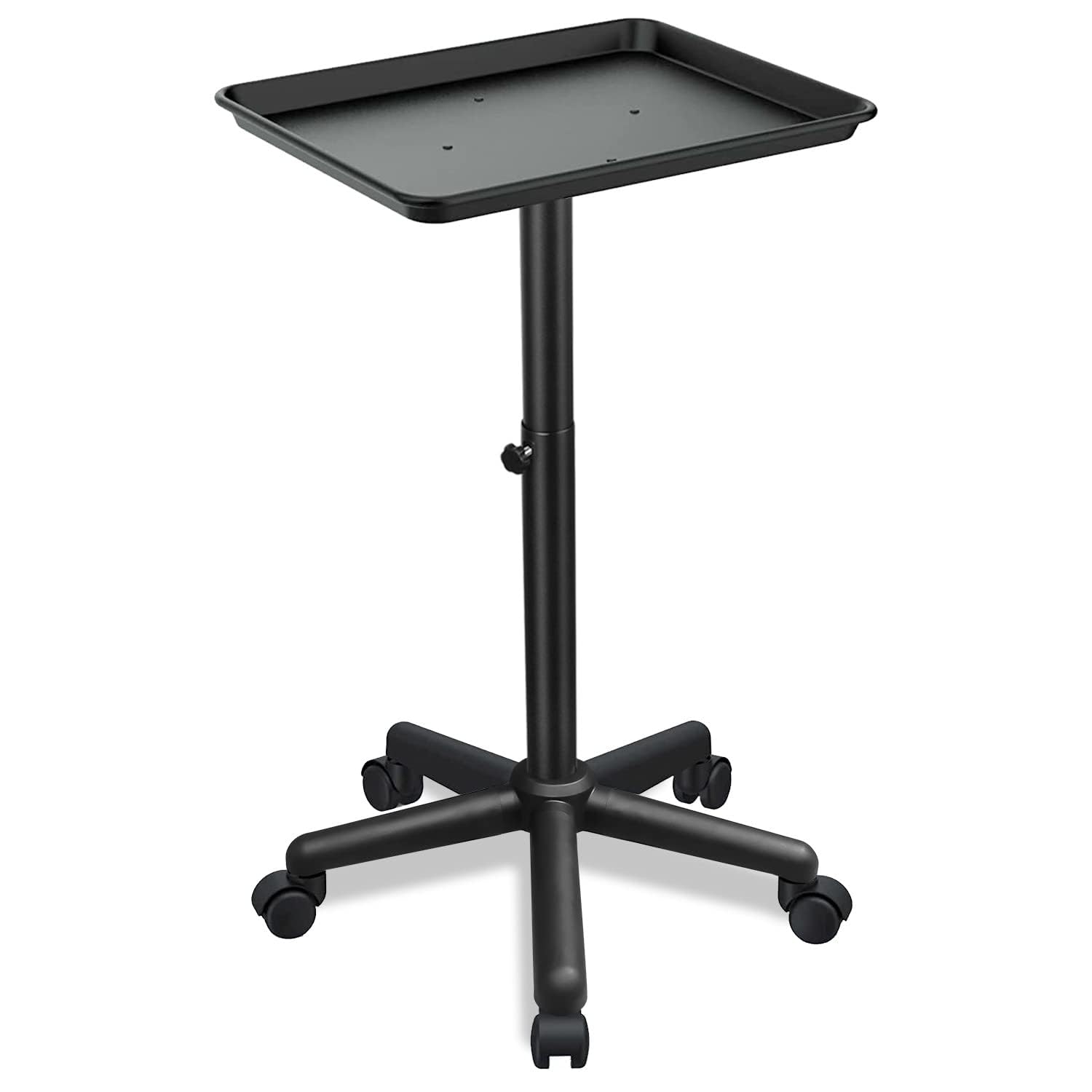 Fuehomue salon tray on wheels side view shows sturdy metal frame for daily use.