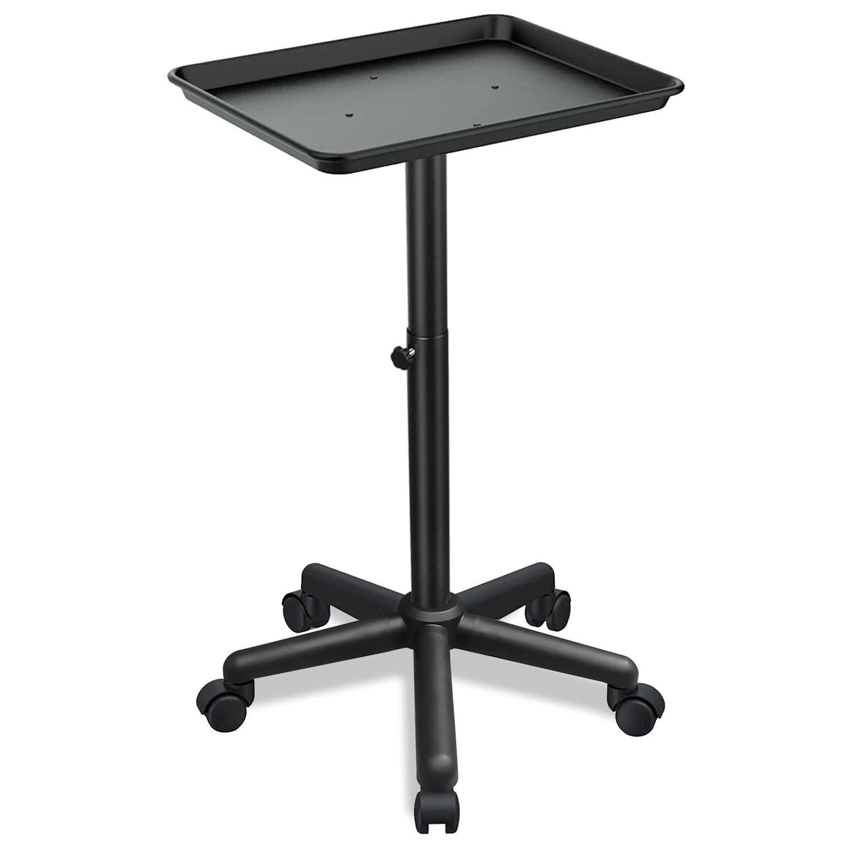 Fuehomue salon tray on wheels side view shows sturdy metal frame for daily use.