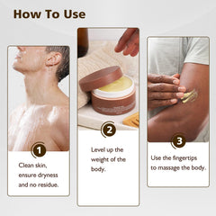 The fugit Crowned SKLN Body Butter application motion demonstrates smooth massage and quick hydration.