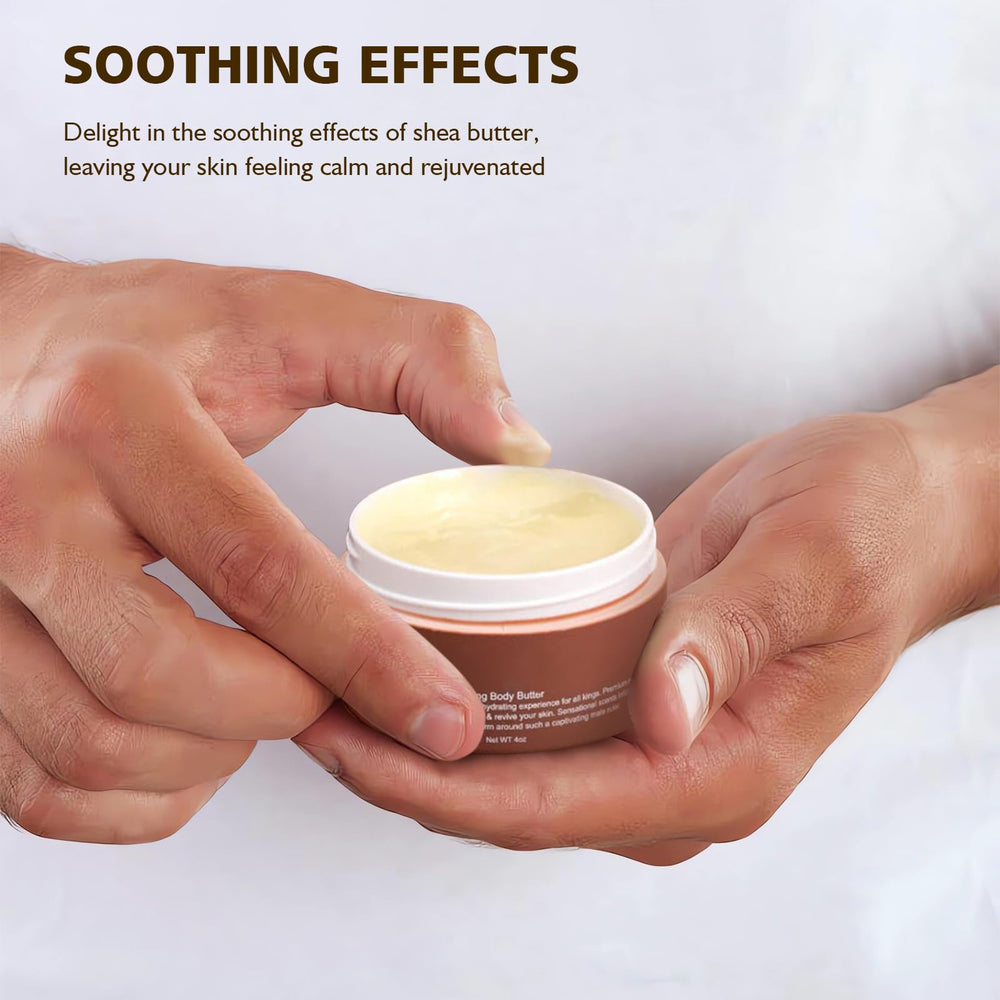 The fugit Crowned SKLN Body Butter men portrait conveys confident fragrance and skincare synergy.