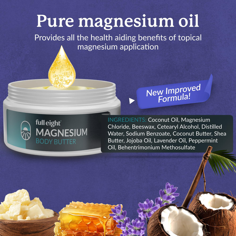 Full Eight magnesium body butter hydrates skin with soft, moisturized legs