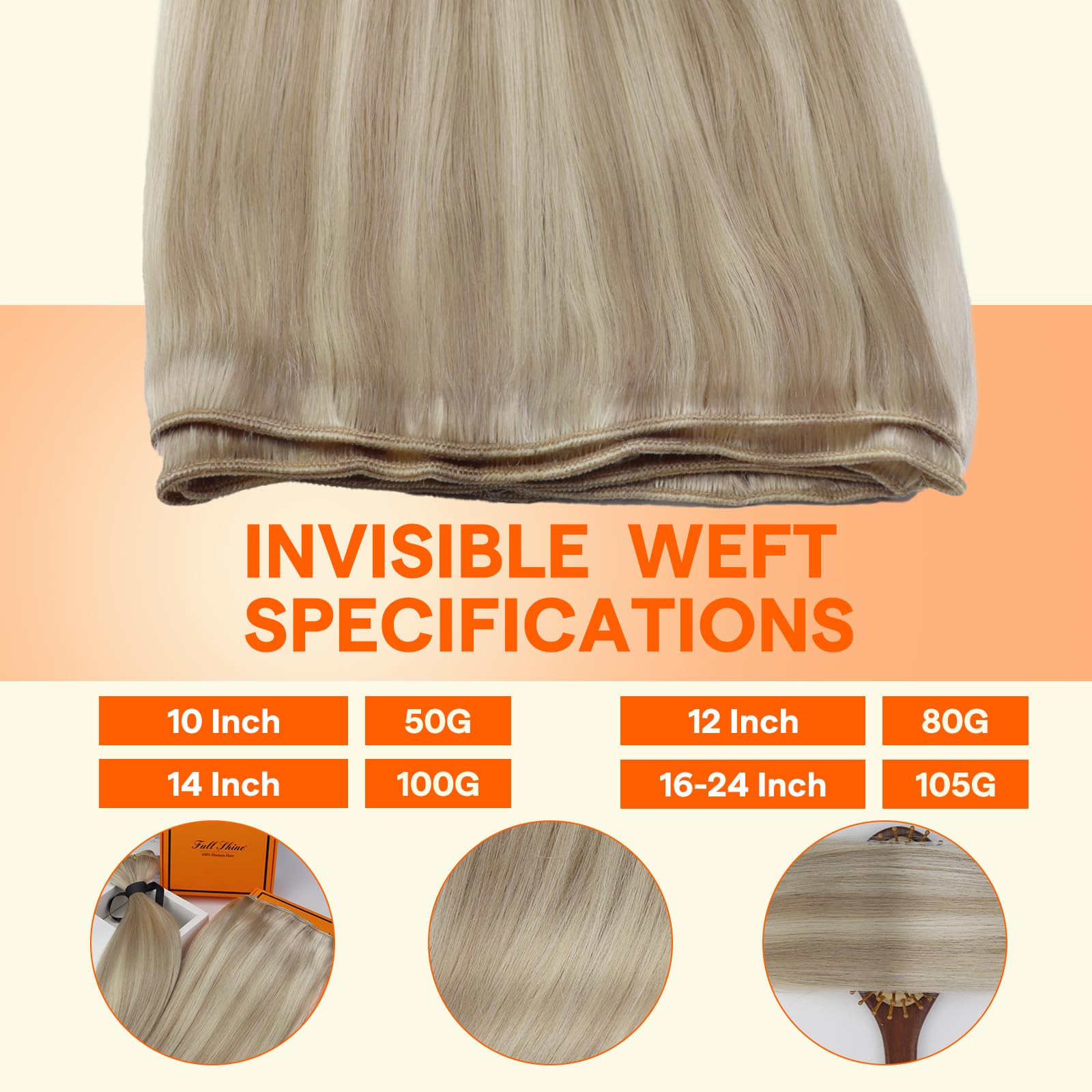 Full Shine double weft volume shot demonstrates undetectable blend.