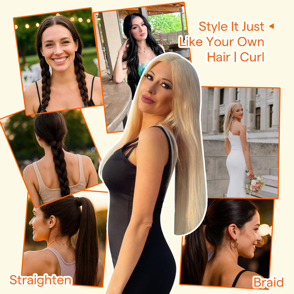Full Shine natural movement hair weft highlights soft, feather-light feel.