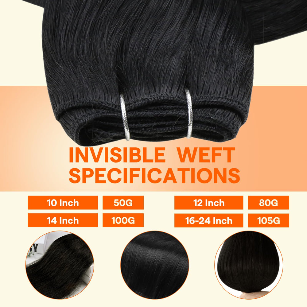 Full Shine 14-inch jet black weft blends seamlessly for everyday styling.