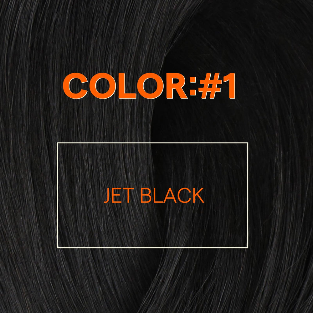 Full Shine 18-inch jet black weft delivers dramatic length and smooth strands.