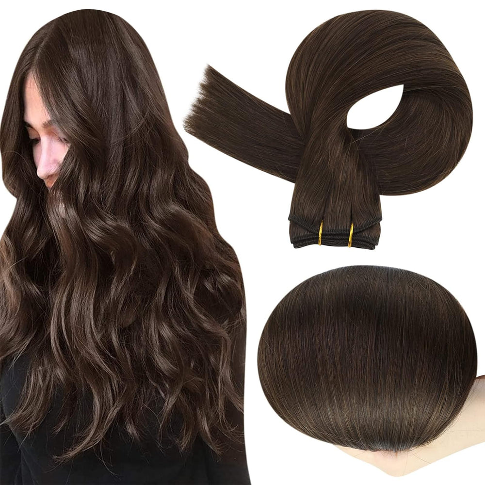 Full Shine straight remy weft extensions closeup shows silky texture for seamless blending