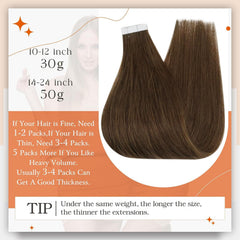 Full Shine tape-in extensions color 4 middle brown swatches illustrate shade match possibilities