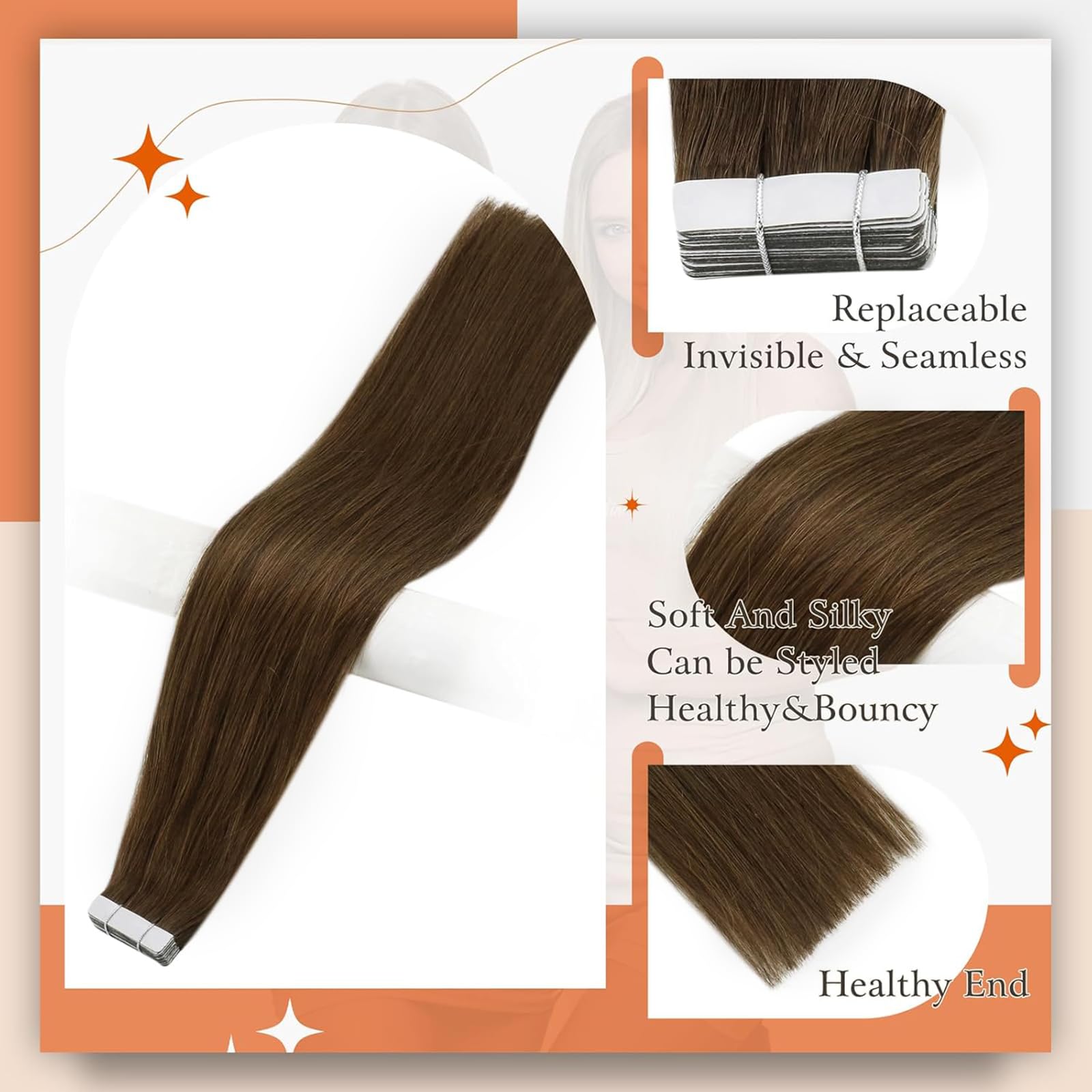 Full Shine tape-in extensions 18in packaging shows easy, mess-free application