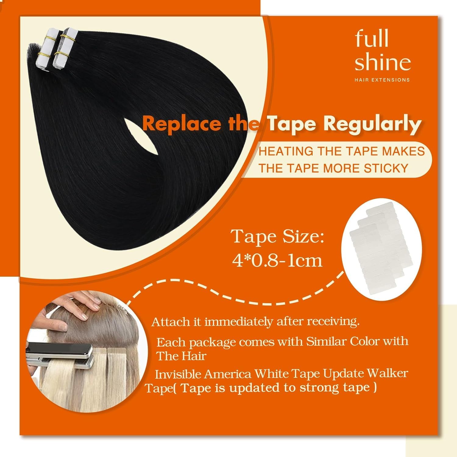 Full Shine jet-black weft demonstrates seamless, weightless integration with natural hair.