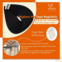 Full Shine jet-black weft demonstrates seamless, weightless integration with natural hair.