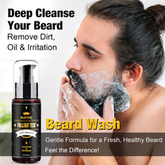 FULLLIGHT TECH Beard Oil bottle 2 highlighting frizz control and healthier beard feel