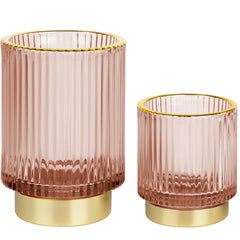 FullMeet striped glass base vanity holder—stylish organizer for brushes and pens.