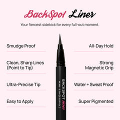 Fullout Glam BackSpot Liner precision tip highlights easy, controlled application.