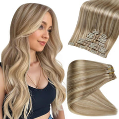 Full Shine clip-in balayage closeup blends naturally with secure attachment