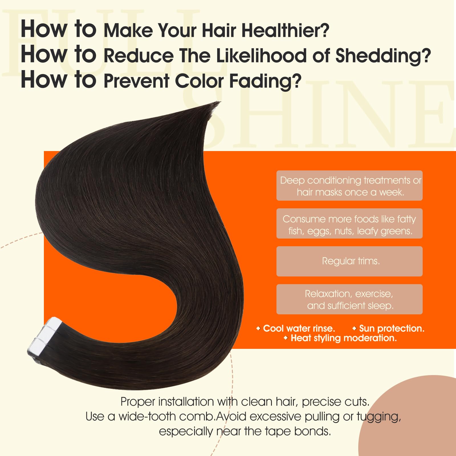 Full Shine tape-in application on the head demonstrates quick, heat-free installation.