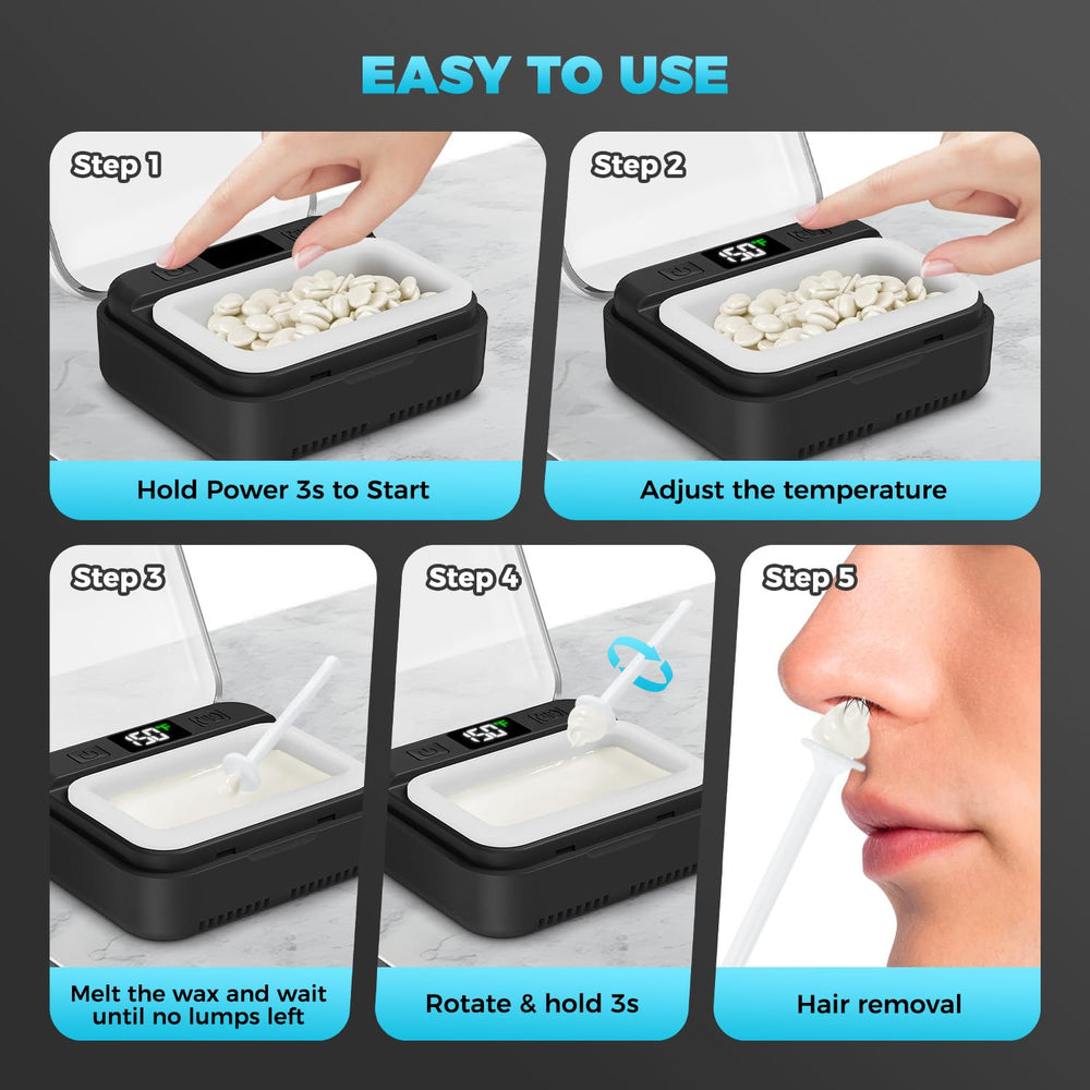 FullWoyi Nose Wax Kit in-use demonstrates precise nose and ear waxing.