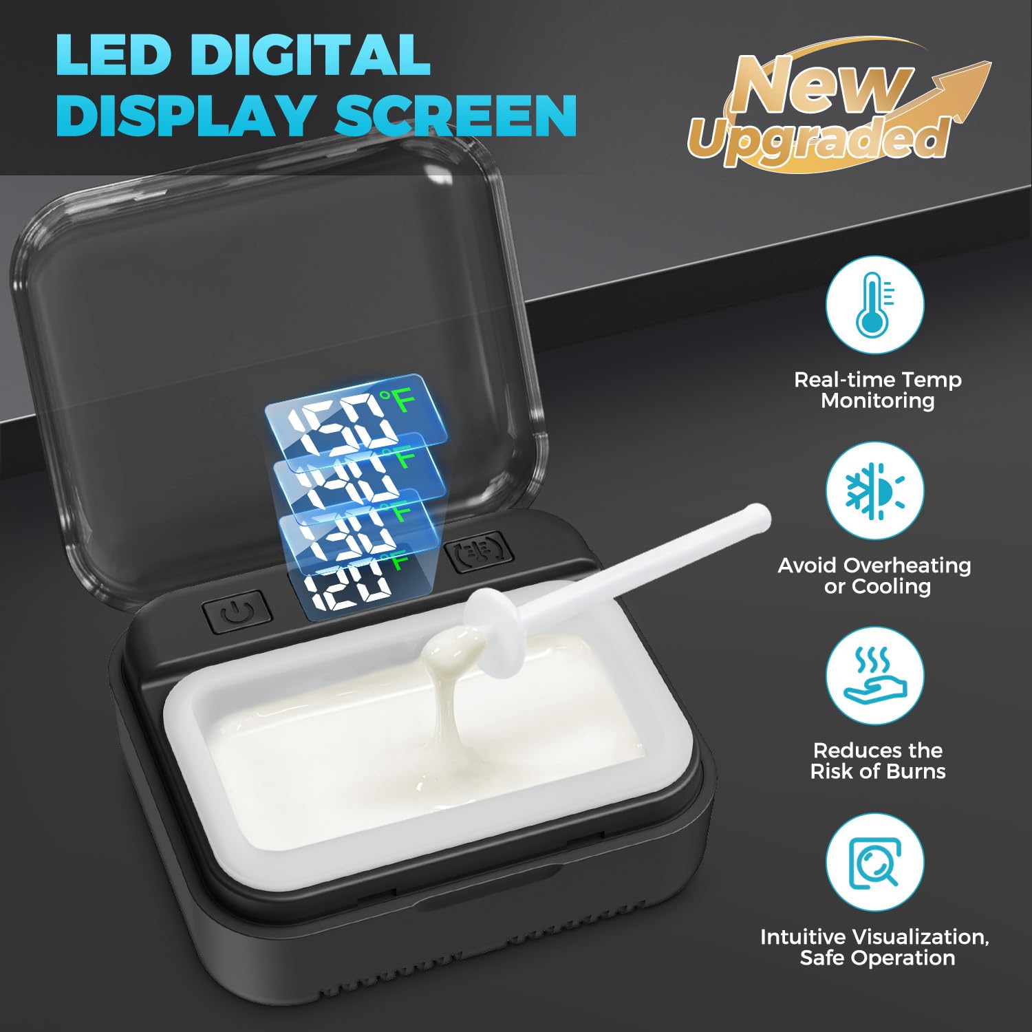 FullWoyi Nose Wax Kit LED display shows real-time wax heat.