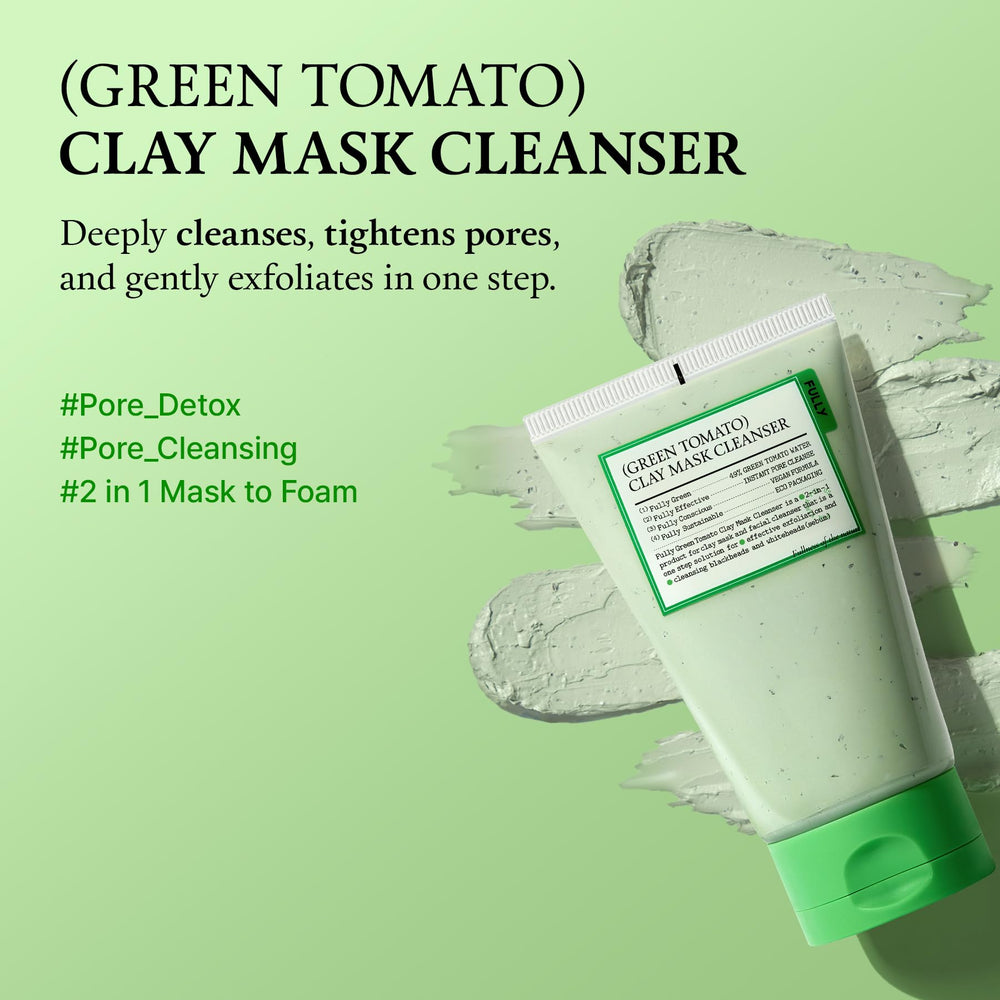 Fully Green Tomato Clay Mask Cleanser Cardi B routine demonstrates at-home pore detox.