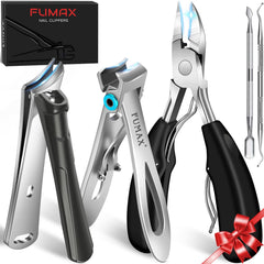 FUMAX 5-in-1 toenail clippers in hands for precise thick-nail trimming