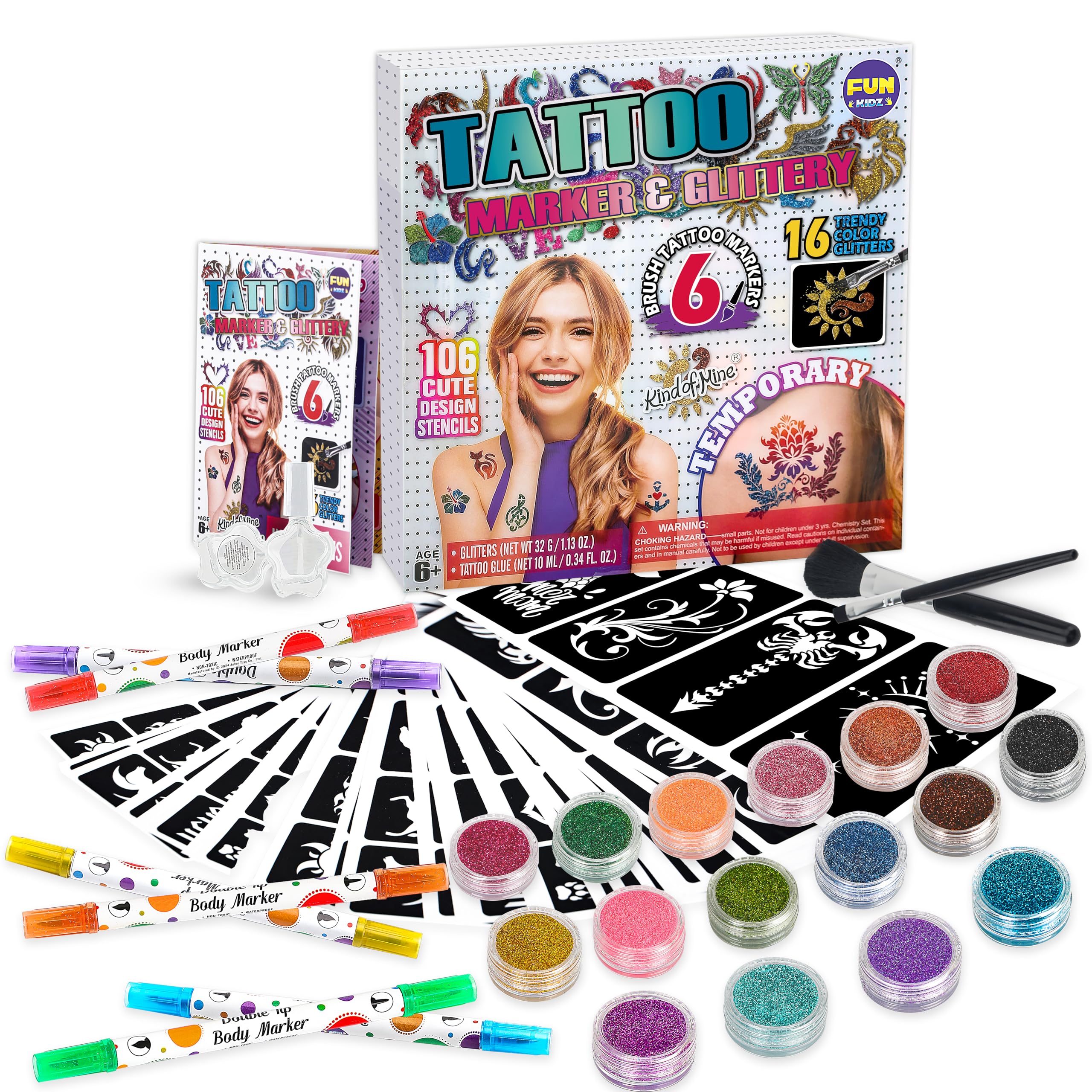 FunKidz tattoo kit carry case for organized, portable fun