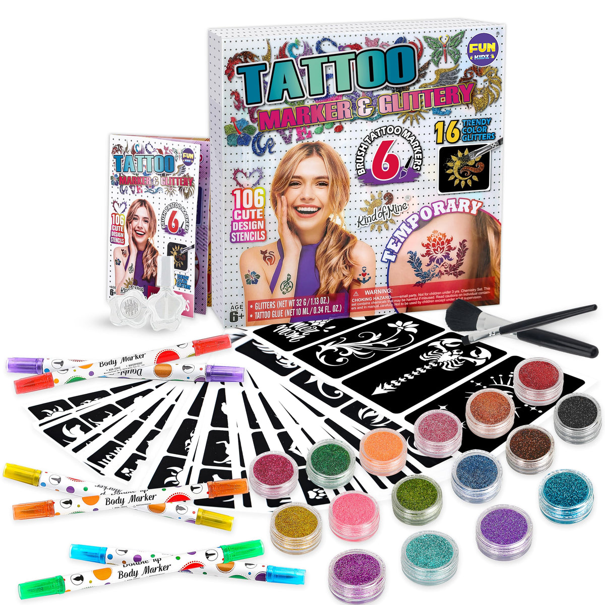 FunKidz tattoo kit carry case for organized, portable fun