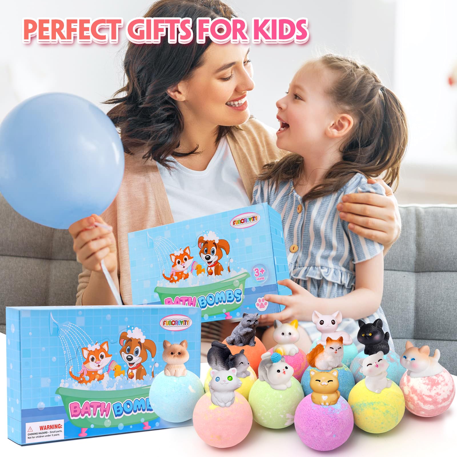 FUNCREVITY bath bombs provide a toy surprise with each fizzing moment