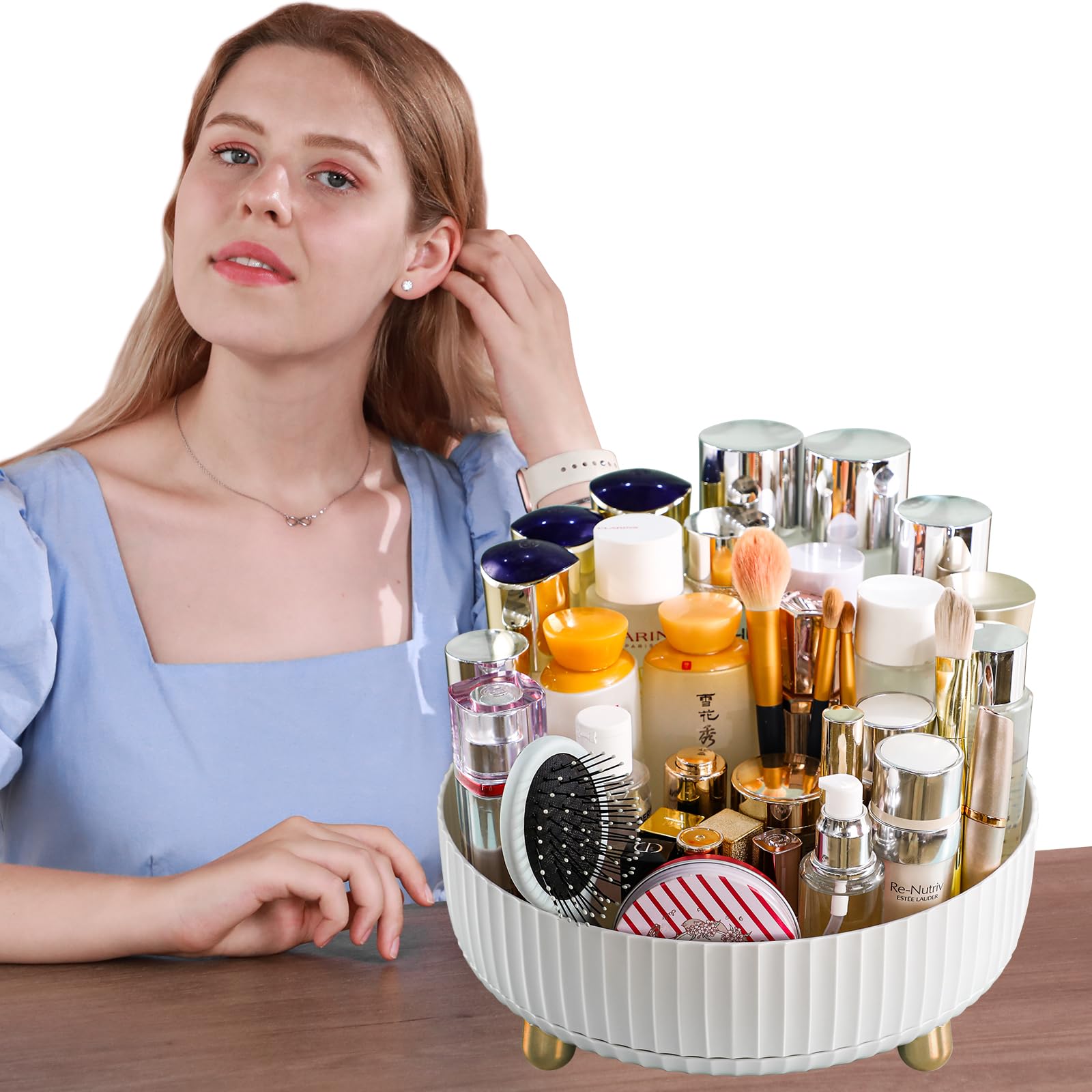 Funest-clear-storage-drawerless-display keeps countertops tidy and stylish.