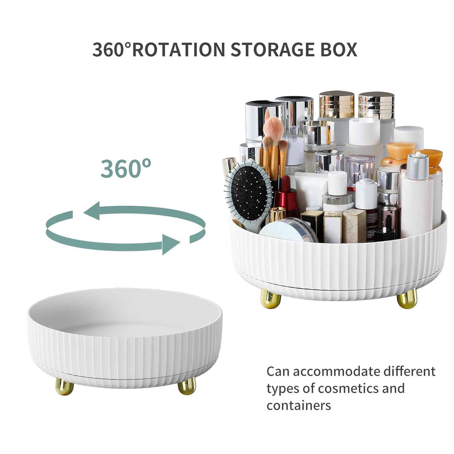 Funest lazy-susan-cosmetic-desk-storage displays items at a glance on your vanity.