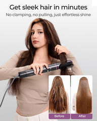 Funflow smoothing straightening comb smooths frizz and straightens for sleek strands.