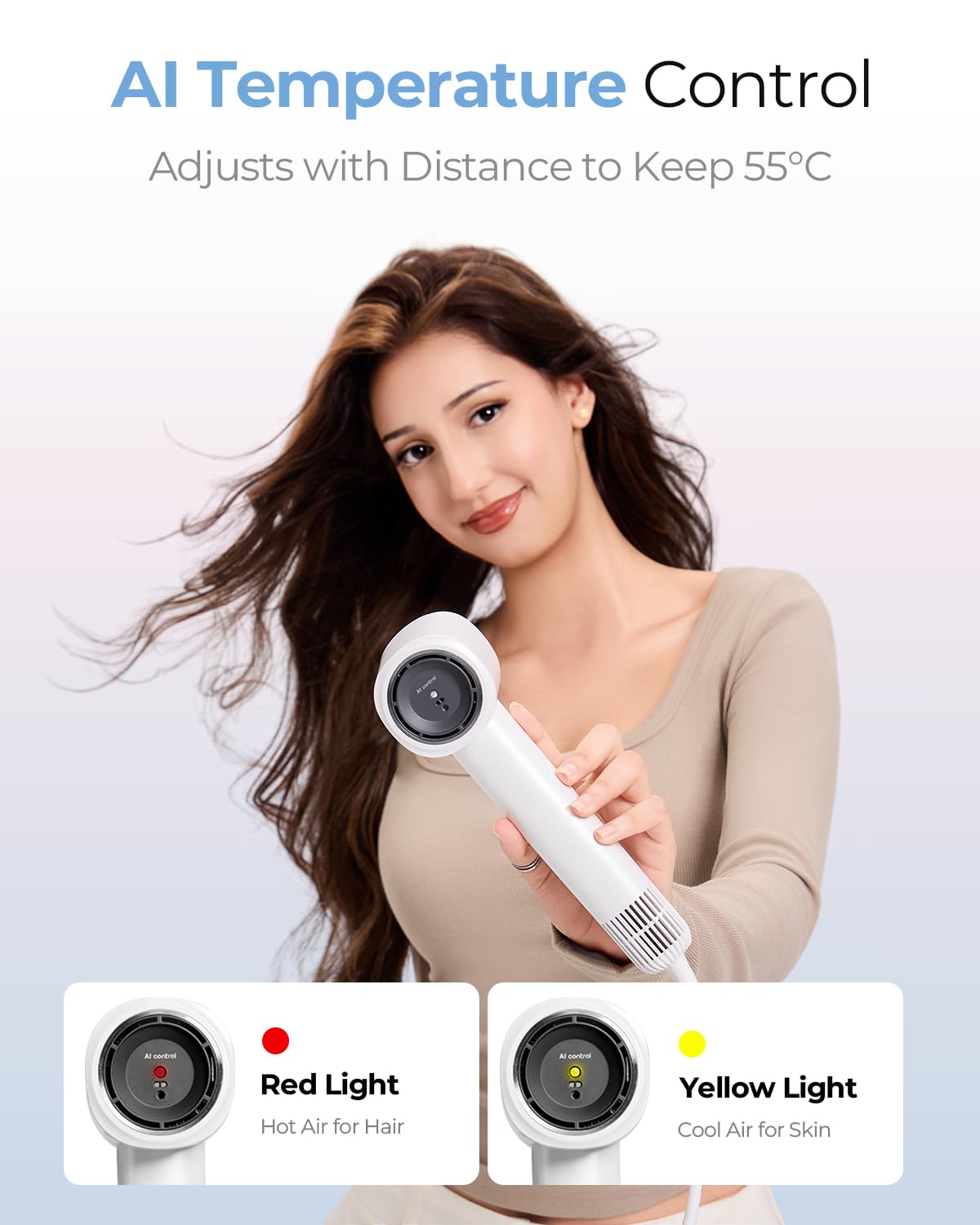 Funflow high-speed motor back view emphasizing rapid drying for busy mornings.
