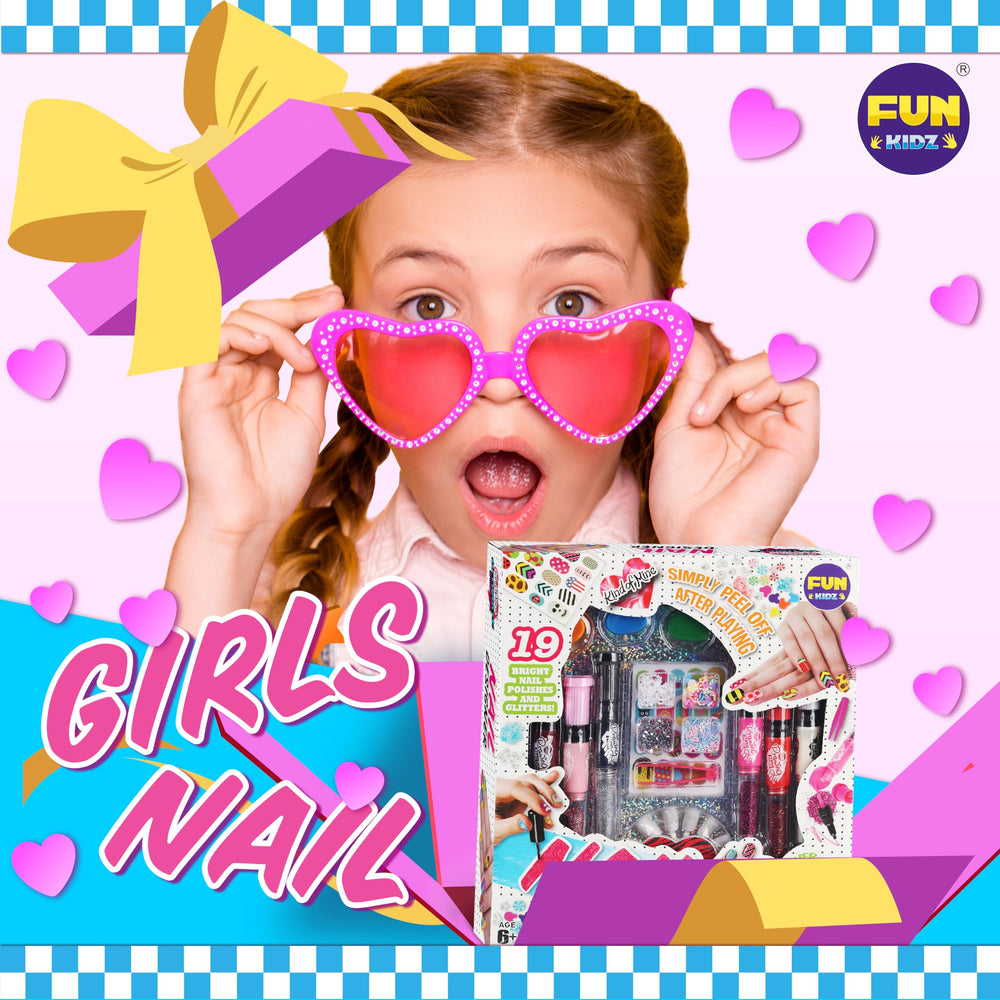 FUN KIDZ Four-style fake nails showcase imaginative manicures for pretend play
