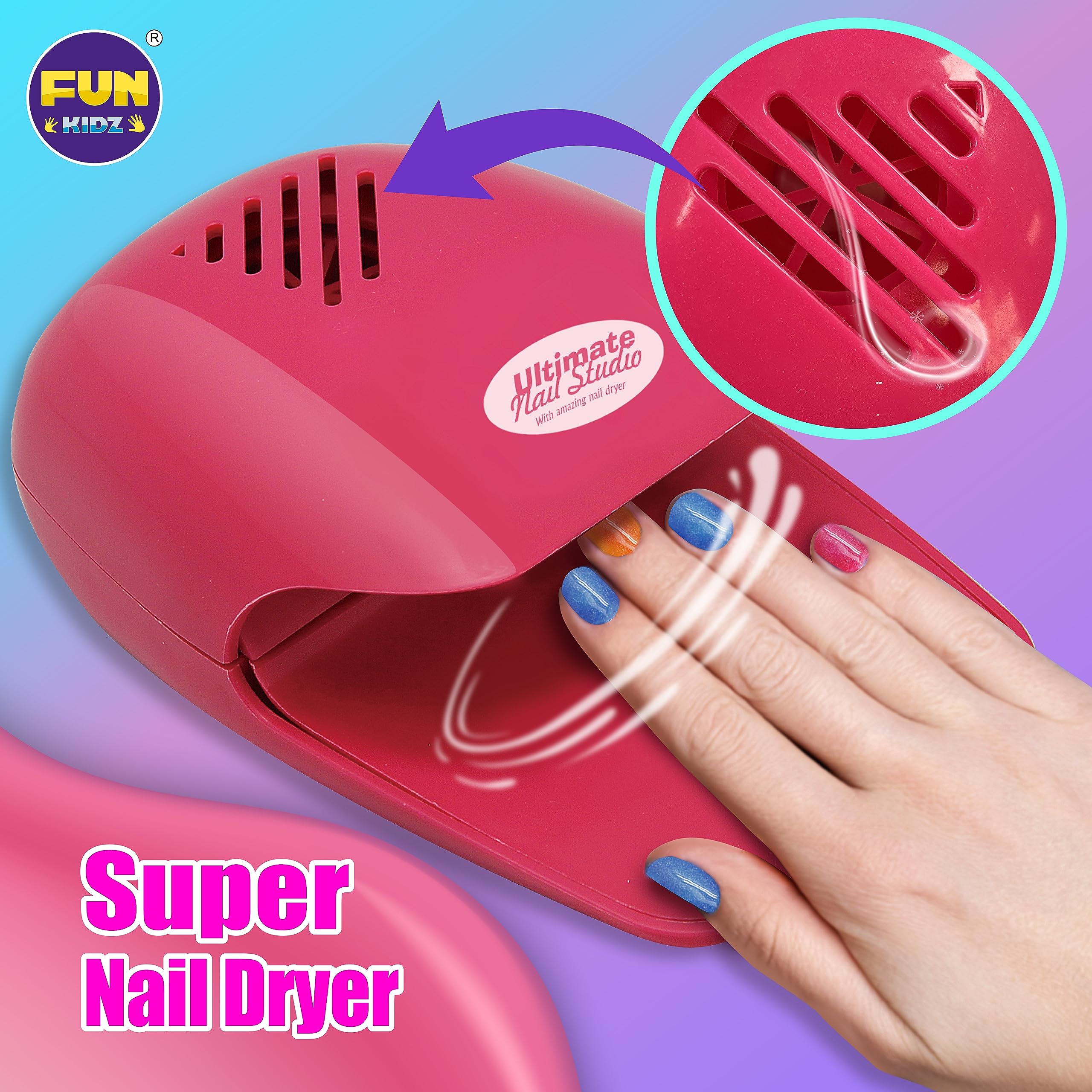 FUN KIDZ peel-off polish makes cleanup quick, encouraging repeat play and experimentation.