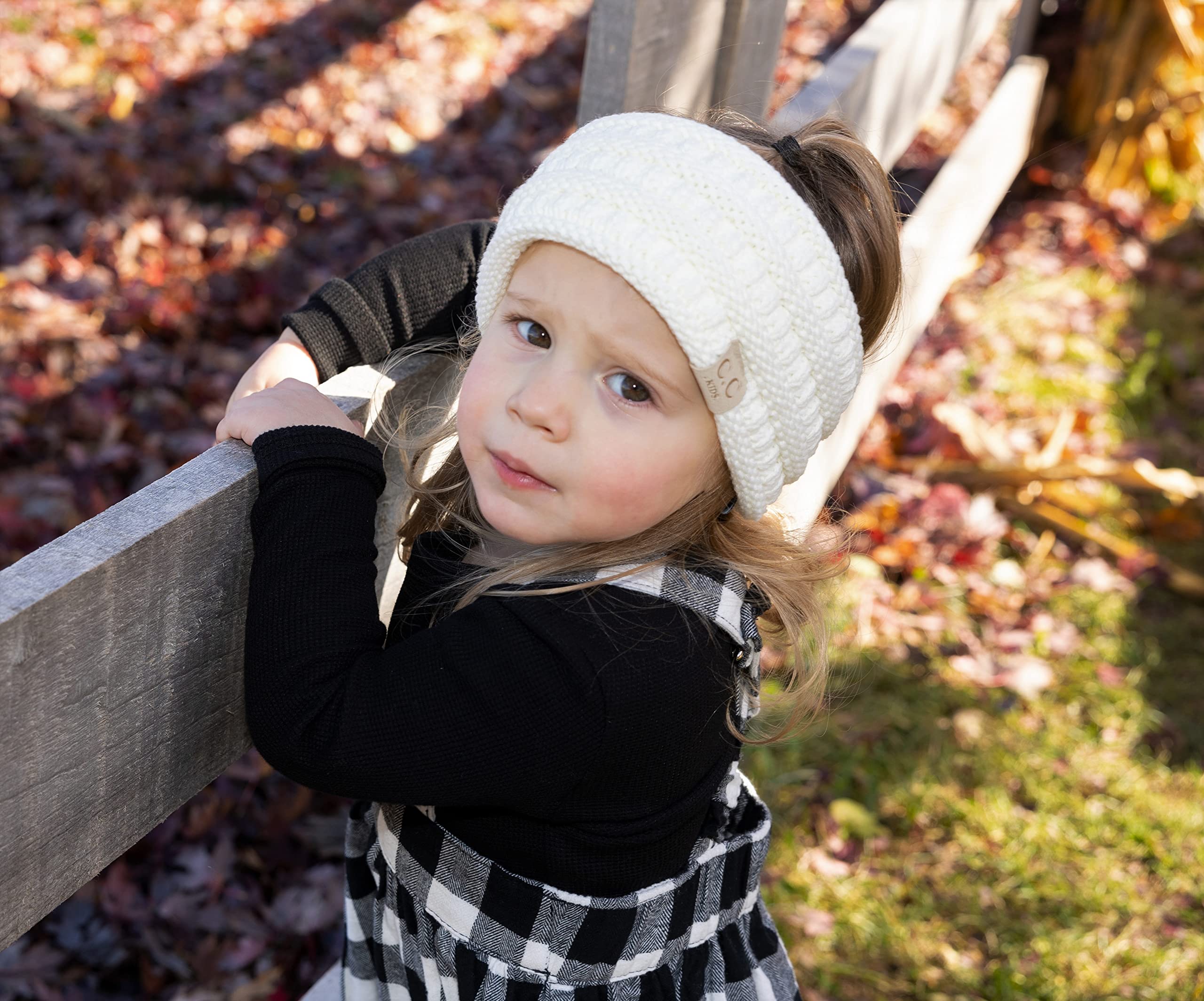 Funky Junque Exclusives Kids Ear Warmer Headband Ivory fleece-lined comfort on cold days