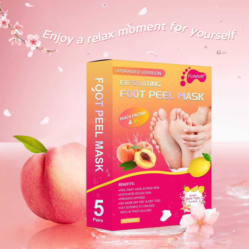 FUNNIR Foot Peeling Mask exfoliation action targets dry skin for smoother heels.