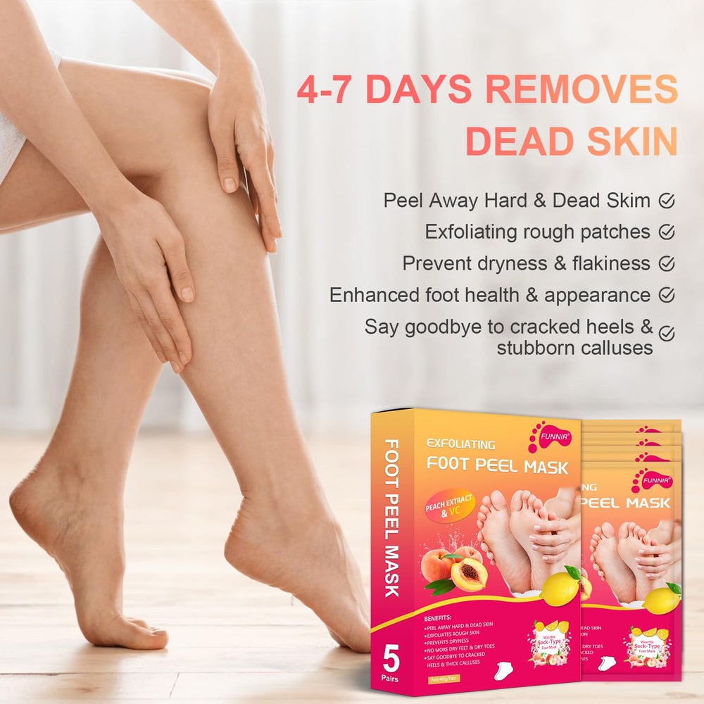 FUNNIR Foot Peeling Mask packaging close-up emphasizes premium skincare experience.