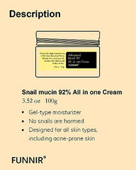 FUNNIR Snail Mucin Moisturizer ingredients — hyaluronic acid for lasting hydration