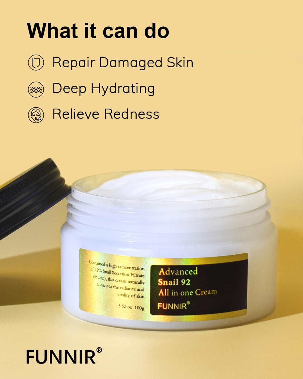FUNNIR Snail Mucin Moisturizer supports skin barrier for hydrated results