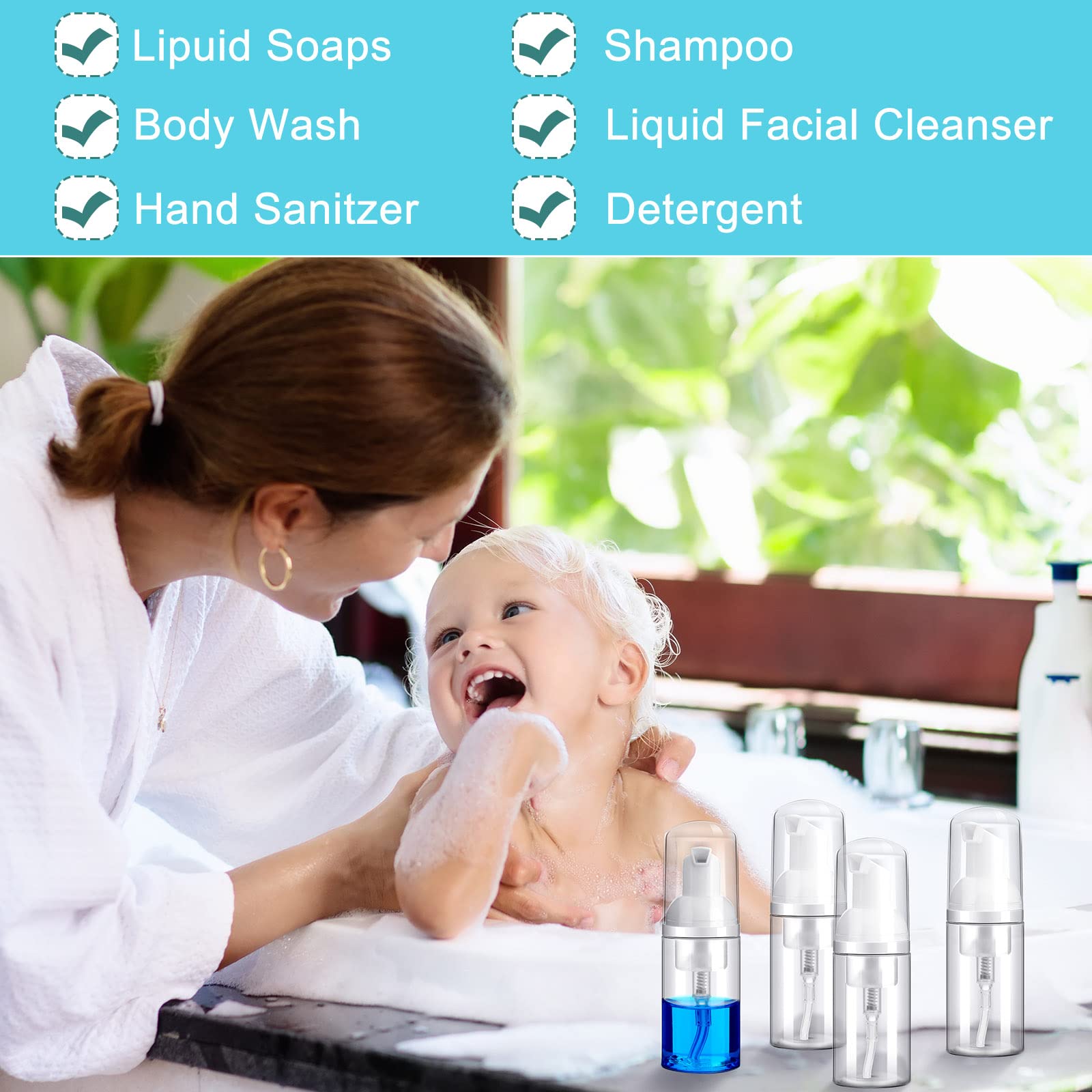 Funtery refillable sanitizer bottle foam keeps liquids organized for travel.