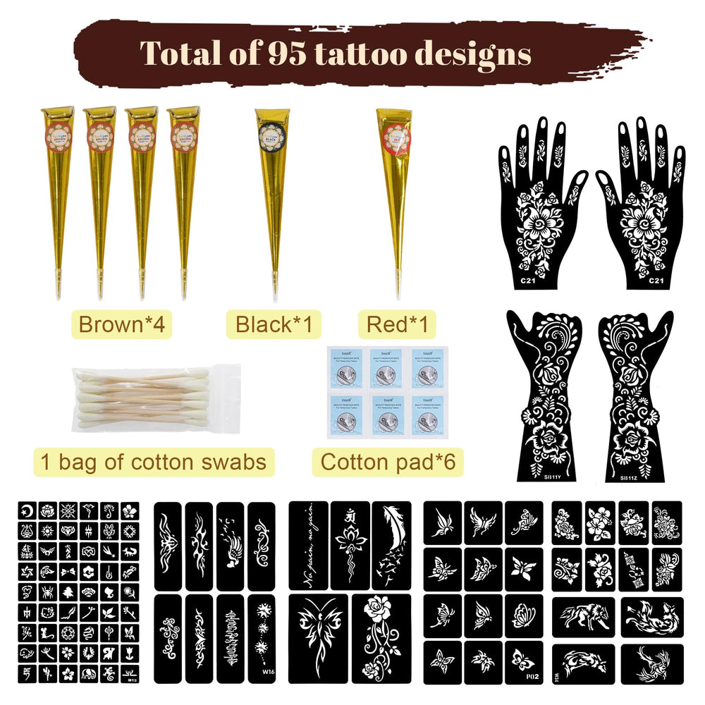Funtigee ink colors set in black, brown, and red for versatile DIY tattoos.