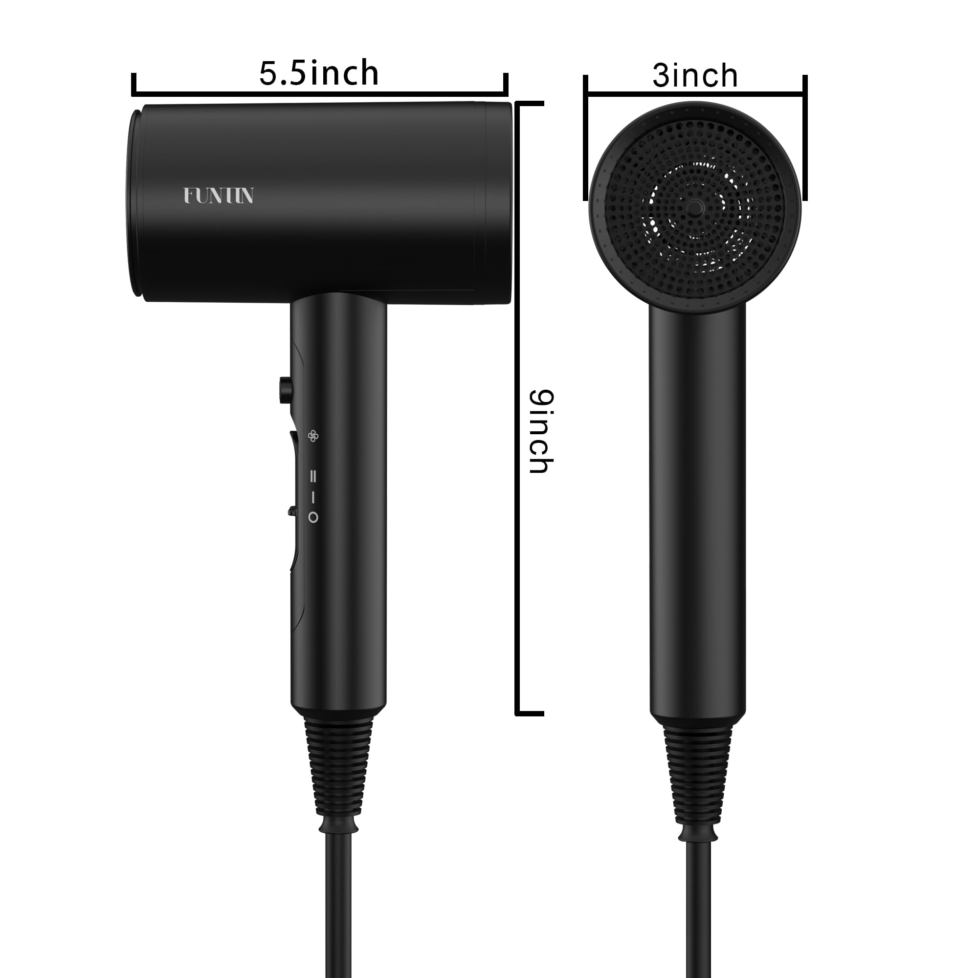 FUNTIN 1800W hair dryer powerful output for quick styling.