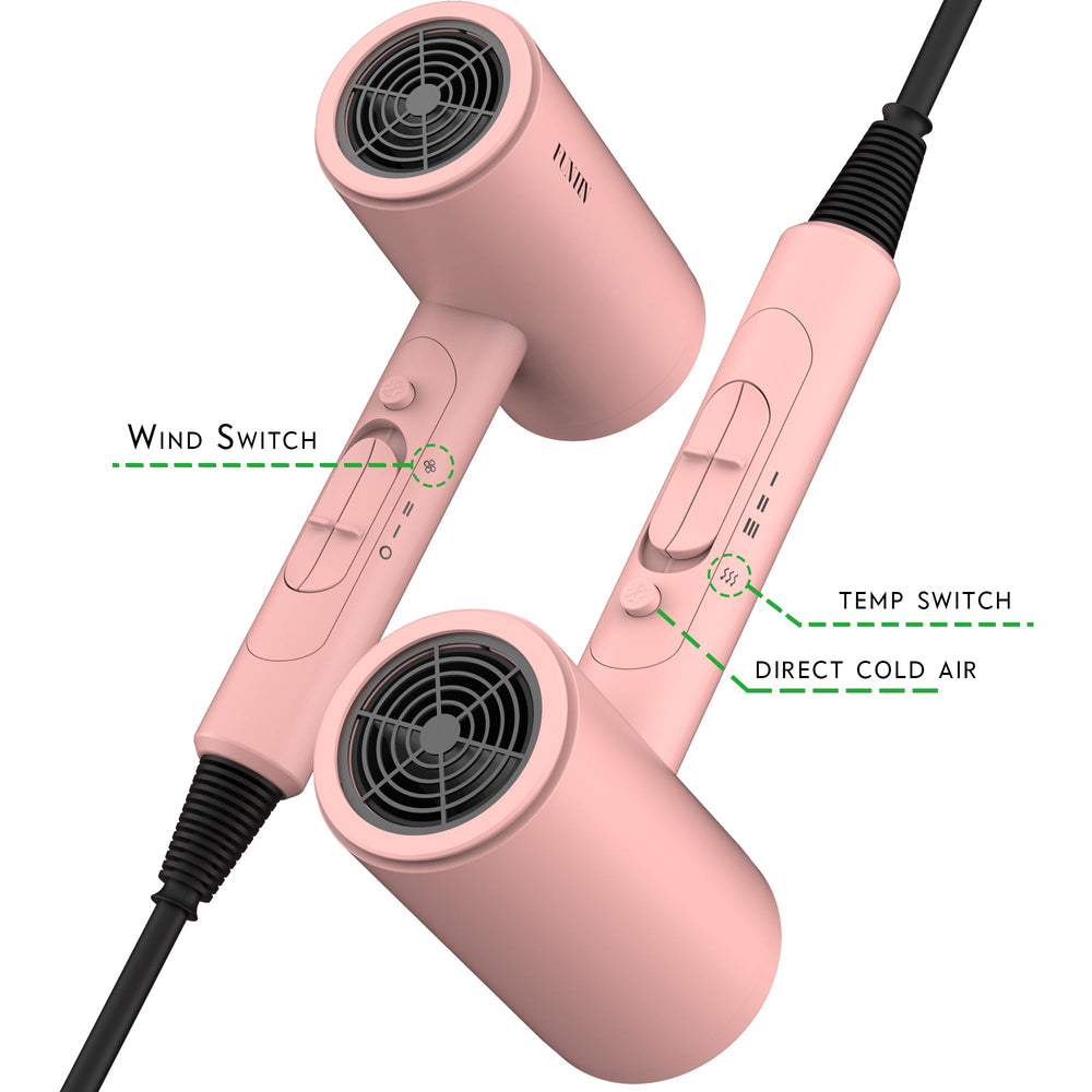FUNTIN hair dryer 1800W powerful output for quick styling.