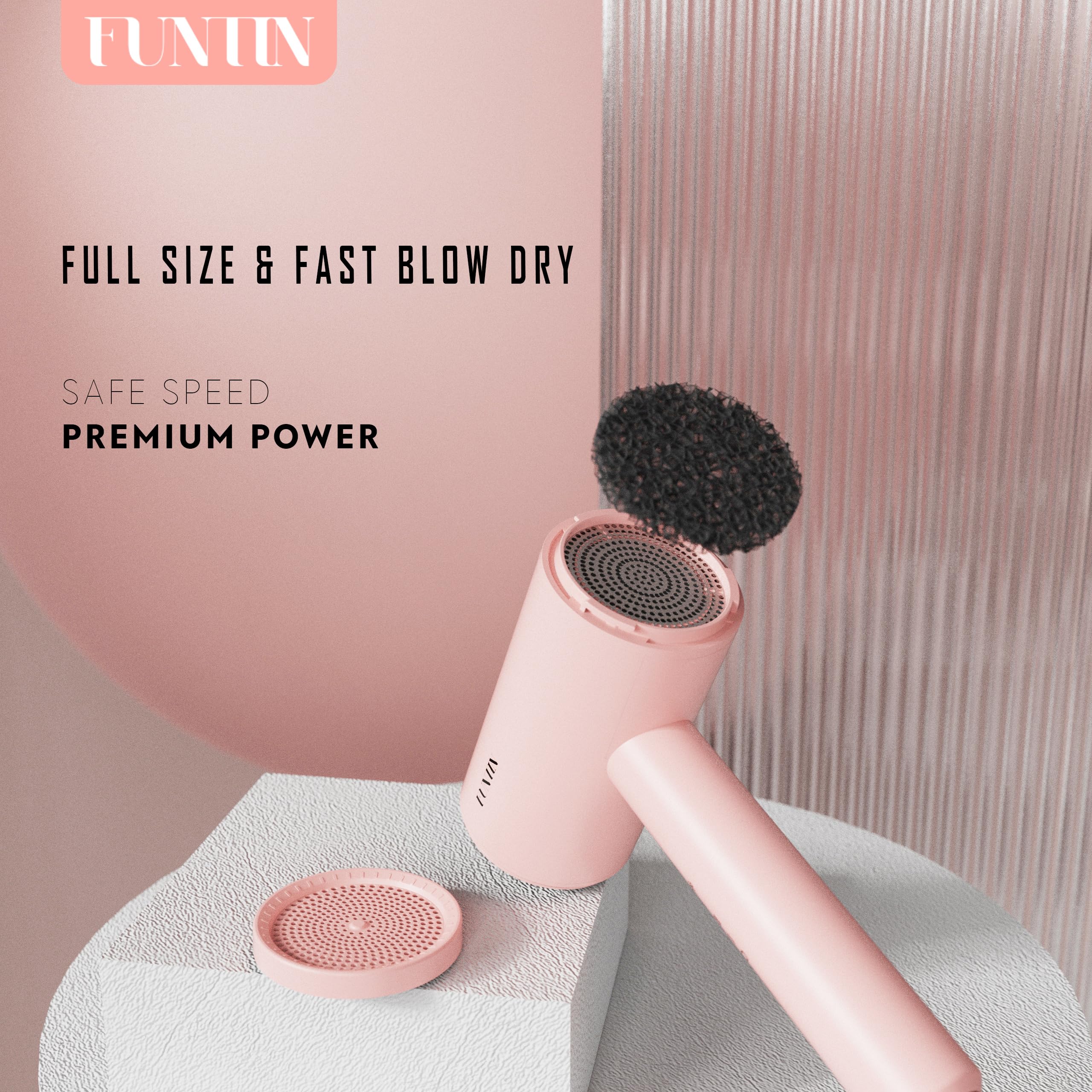 FUNTIN hair dryer diffuser brush nozzle attachments for versatile styling.
