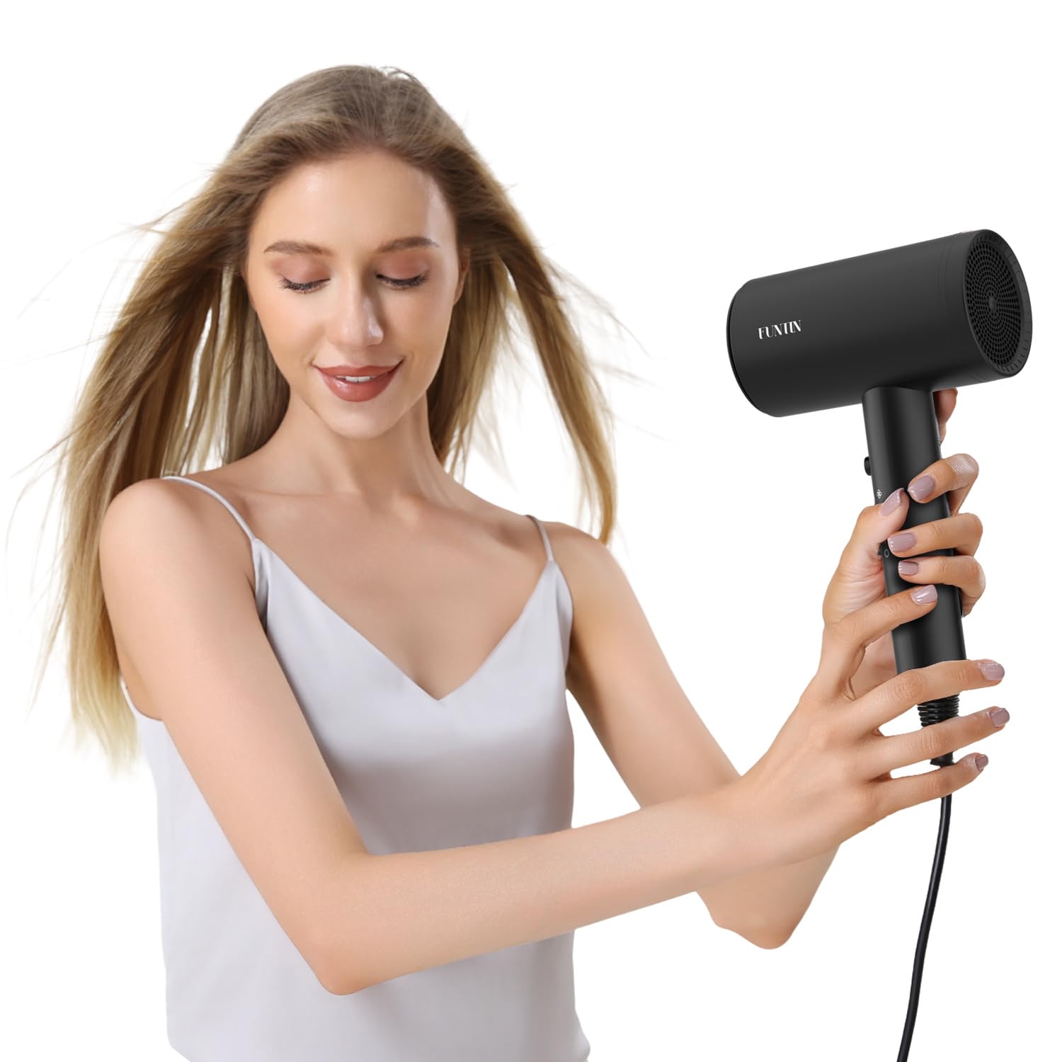 FUNTIN negative ion technology reduces frizz while drying.