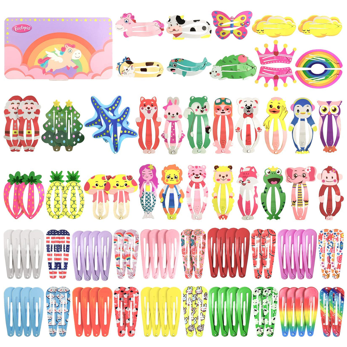 Funtopia hairclips drop solid color for quick, secure daily styling.
