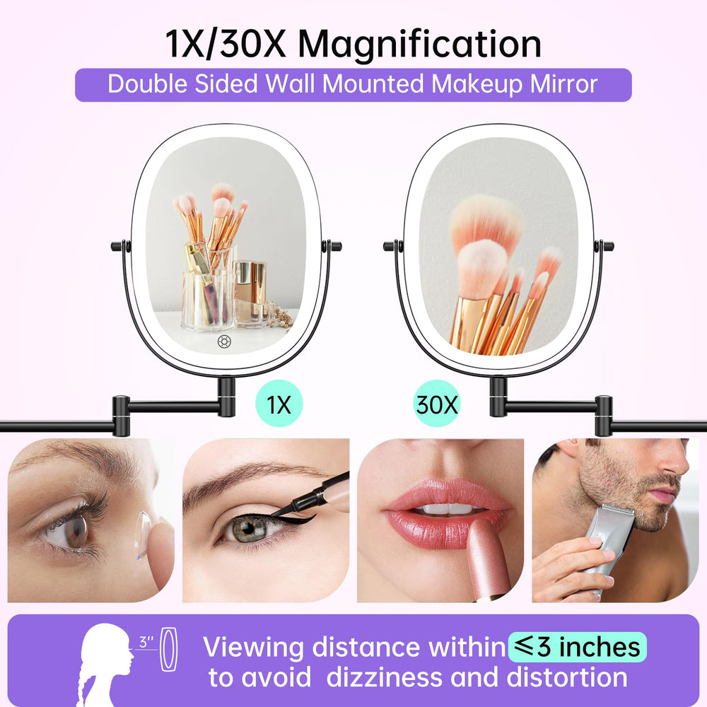 FUNTOUCH mirror with 3-color light settings for day to evening makeup tones