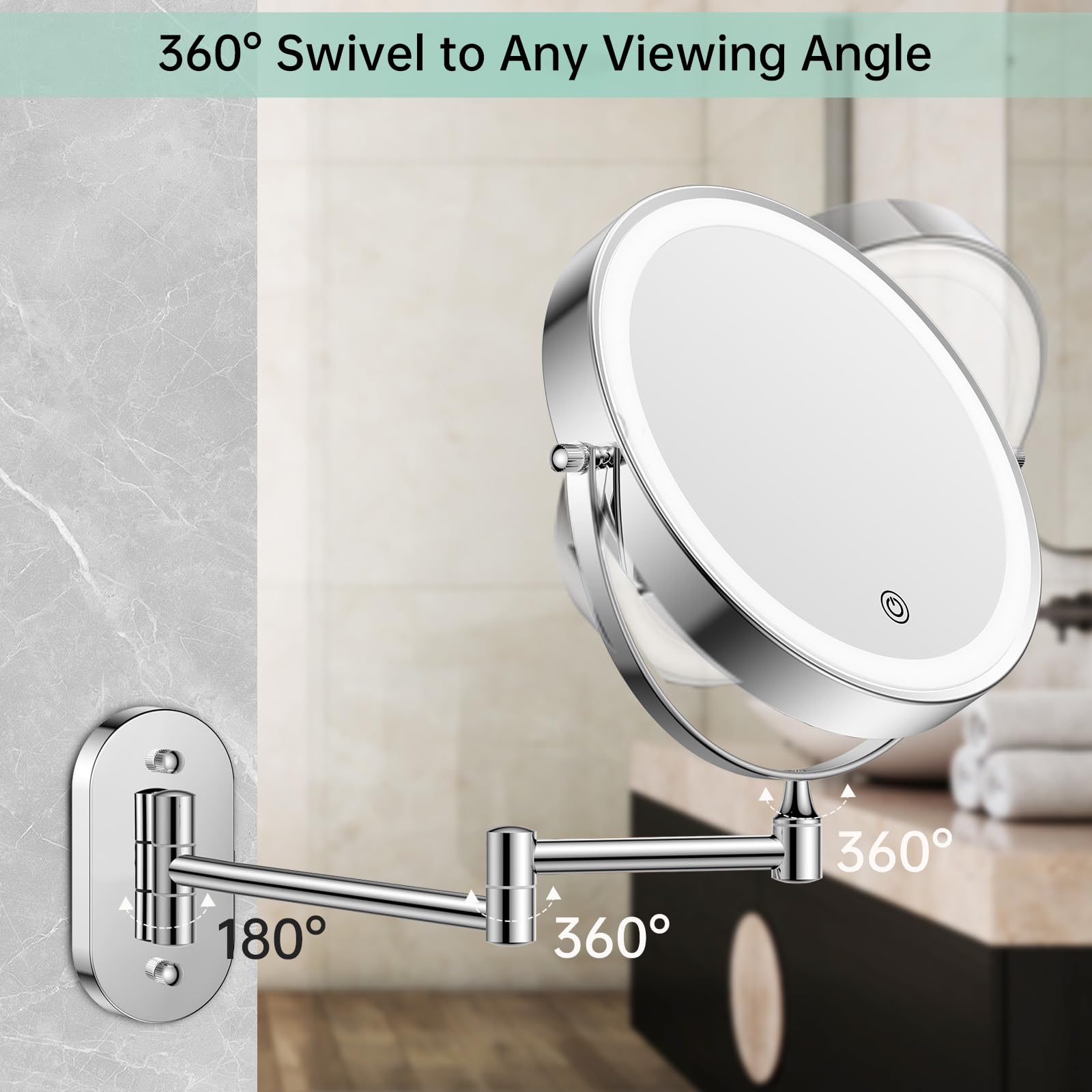 FUNTOUCH 360-degree rotation and extendable arm for flexible viewing angles.