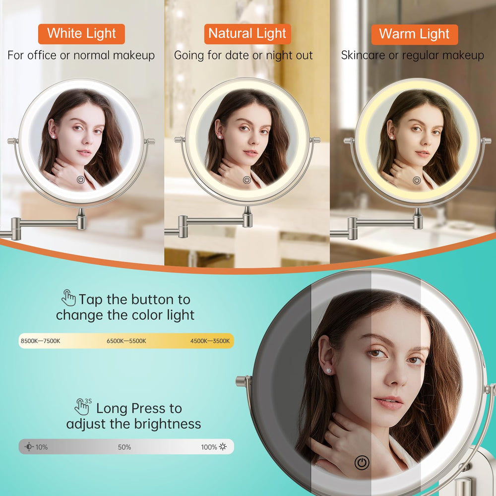 Funto uch 3-color lighting for warm, white, and cool tones during makeup