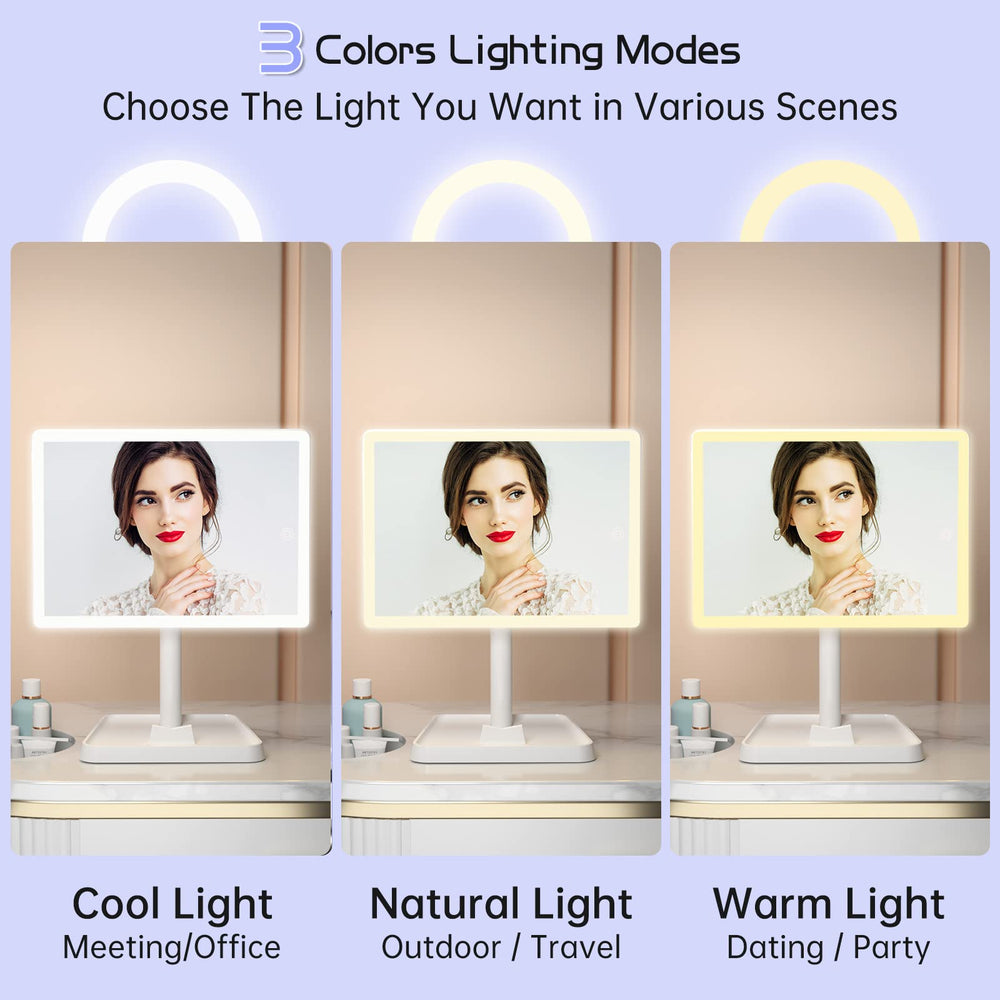 FUNTOUCH 96-LED lighting setup brightens dark areas for precise makeup application.
