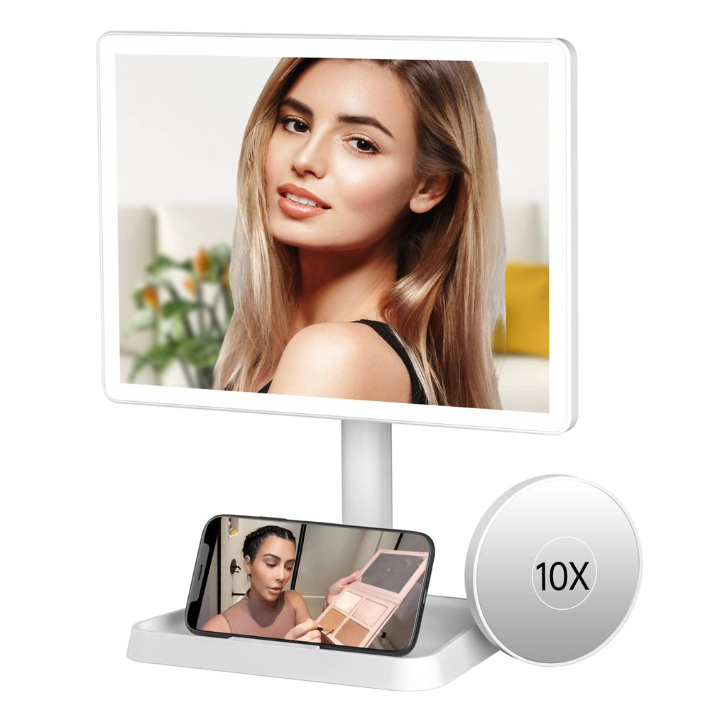 FUNTOUCH compact desk mirror with rechargeable battery ensures portable grooming anywhere.
