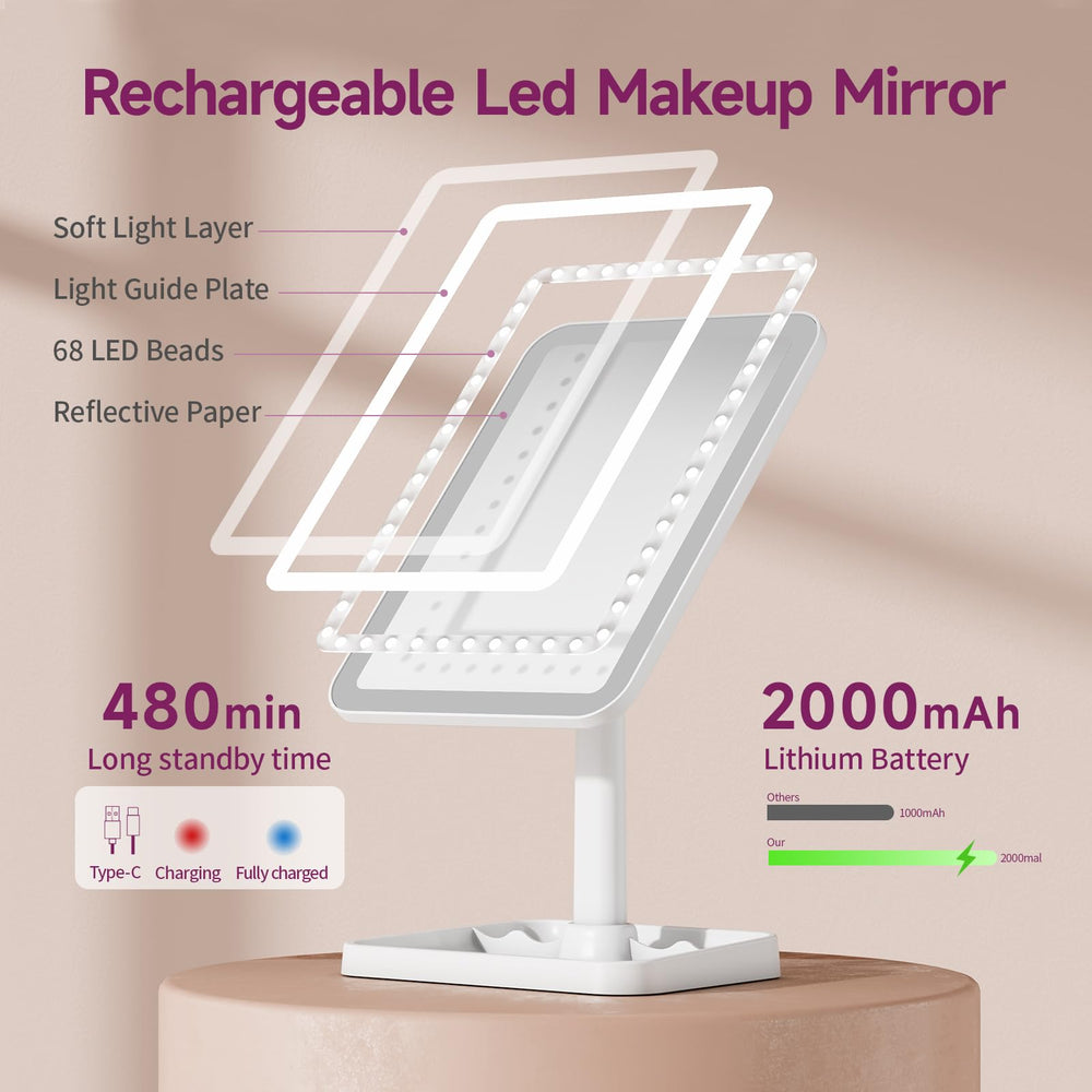 FUNTOUCH Detachable 10X magnifying mirror for precise detailing.